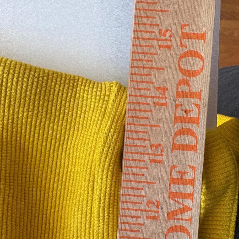 Boden Sheath Dress Women 6R Yellow Ribbed Belted Short Sleeve Scoop Neck - Picture 9 of 11